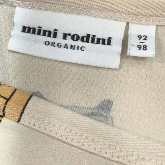 Mini Rodini Totem Print Short Sleeve Tie Waist T-Shirt Tee Dress Size 2 - Picture 3 of 3